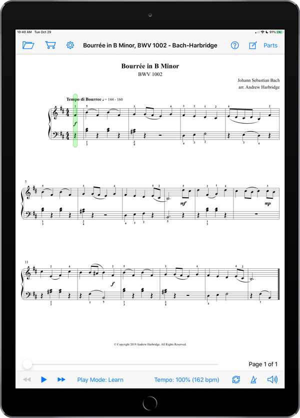Bourrée in B Minor, BWV 1002 by Bach-Harbridge