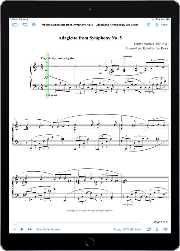 Mahler’s Adagietto from Symphony No. 5 Arranged and Edited by Lee Evans