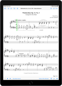 Grieg-Two Lyric Pieces for One Hand - Arranged by Fritz Teichmann-iPad Portrait